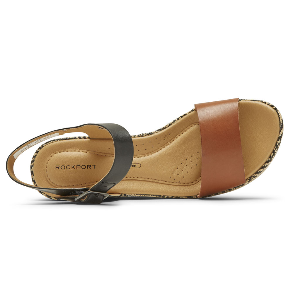 Rockport Singapore Womens Sandals - Lyla Ankle-Strap Black/Brown - HO2596831